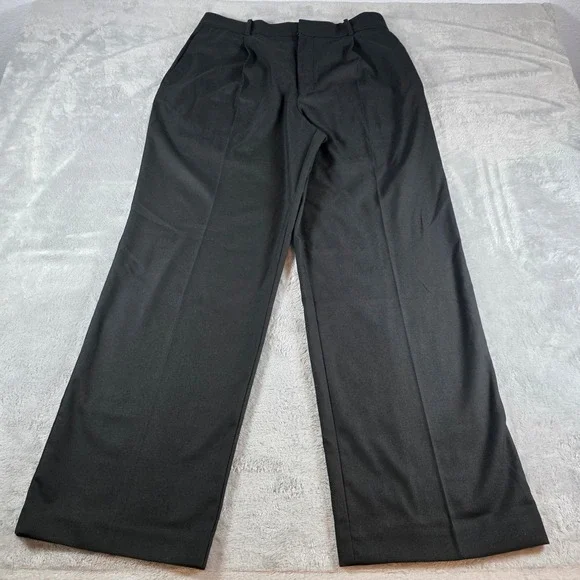 Madewell Women 14 Slouchy Black Trousers Pleated Wide Leg Brushed Twill - Picture 12 of 13